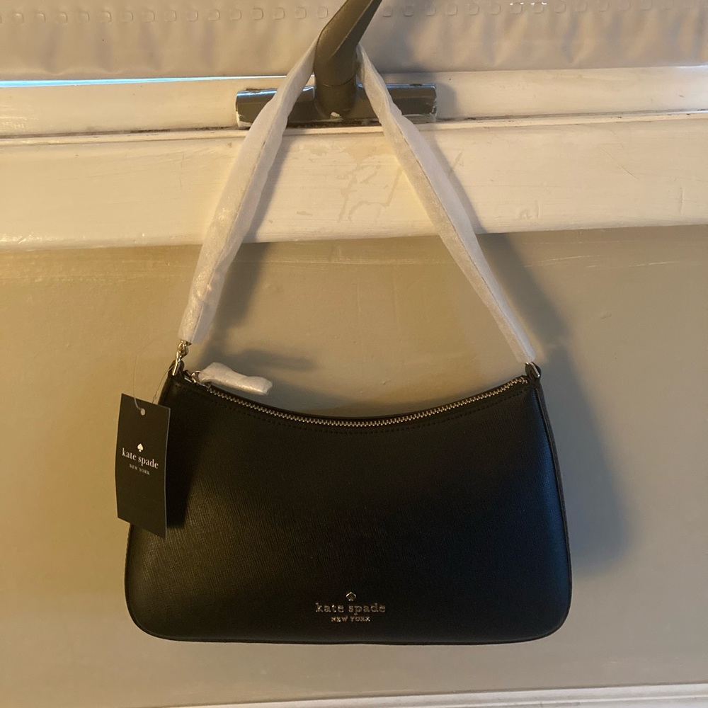 Kate Spade Black NWT Convertible Crossbody Leather Crescent Crossbody Purse
